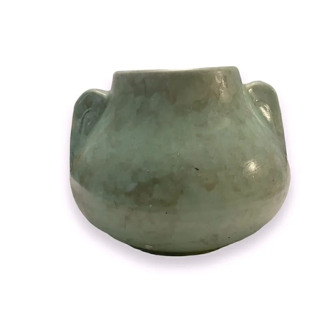 Vintage Brush McCoy Pottery MCM Mid-Century Mottled Aqua Green Vessel Vase